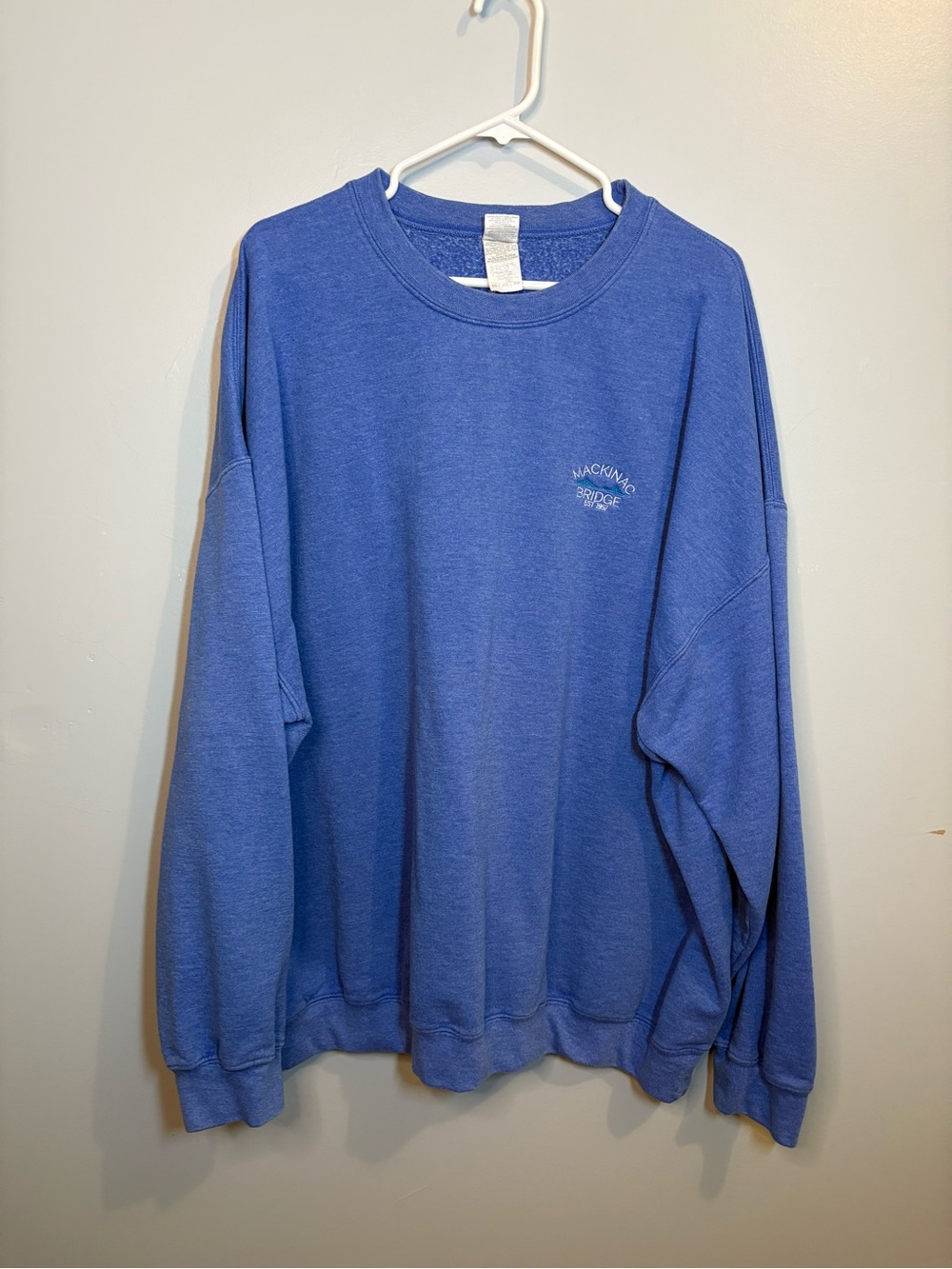 Vintage Gildan Classic Blue Crewneck Sweatshirt Mackinac Bridge Men's 3XL Casual